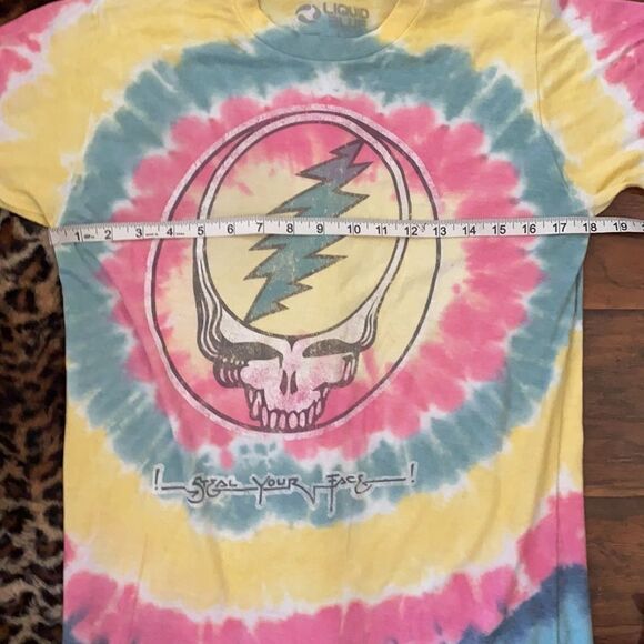 Liquid Blue Tie Dye Distressed Grateful Dead Shirt - Picture 8 of 9